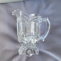 Rare Vintage L.E. Smith Clear Glass Moon and Stars Creamer Pitcher 6.25&quot; ⭐ - £38.93 GBP
