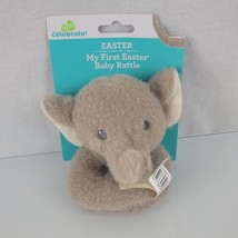 MTY International Way to Celebrate My First Easter Baby Rattle Elephant Gray Tan - £13.22 GBP