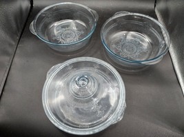 Vintage FIRE KING Sapphire Blue Casserole Bowl With Knob Lid - 4 Piece Set - £34.88 GBP