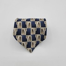 New Stafford Executive blue, Tan, Black Squared Men&#39;s All Silk Necktie 58 By 3.5 - £11.06 GBP