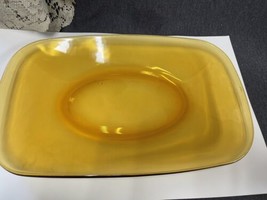 VINTAGE Yellow PLATTER OBLONG PLATTER Mid Century Modern GLASS RARE 14x9&quot; - £9.33 GBP