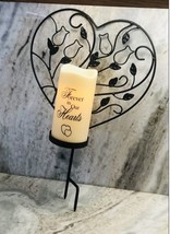 Metal Memorial Day Lighted Candle-Forever in Our Hearts. 16 Inches Tall - £32.75 GBP