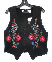New Concepts Sweater Vest Womens Large Ramie Cotton Crewel Floral NEW wi... - $23.75
