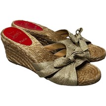 Christian Louboutin Women&#39;s Shoes Wedge Espadrilles Golden Metallic Uppe... - £66.46 GBP