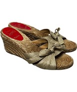 Christian Louboutin Women&#39;s Shoes Wedge Espadrilles Golden Metallic Uppe... - £66.45 GBP