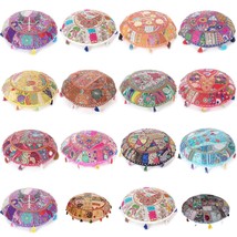 Patchwork Round Floor Pillow Cushion Cover Size 18, 22, 32 Inch Bohemian Decor - £15.07 GBP+