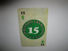 1986 Power Barons Board Game Piece: $15 Million Credits Finance card  - $1.00