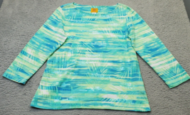 Ruby Rd. Shirt Top Women Medium Multicolor Tie Dye Sequin Long Sleeve Round Neck - £13.89 GBP