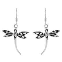 Mystique Flying Dragonfly Detailed Sterling Silver Dangle Earrings - £12.76 GBP