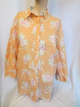 Jones New York Signature Lt Orange Floral 100% Cotton Blouse 3/4 sleeve ... - £19.66 GBP