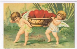 Postcard Angels Basket Full Of True Hearts ? Old Fashioned Love Reproduction - £2.18 GBP