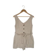 ee:some Romper Womens S Linen Cotton Belted Sleeveless Button Front Summ... - $27.06 CAD