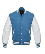 Super Varsity Letterman Wool Jacket with Real Leather Sleeves XS-4XL - £52.37 GBP