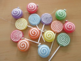 14pc Christmas Sugar Coated MINI Candy Lollipops Lollipop Tree Ornaments  - £21.49 GBP