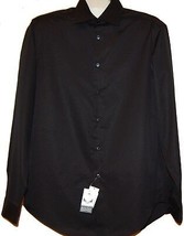 Calvin Klein  Men&#39;s Black Striped Cotton Botton Up Shirt Sz 16 1/2  34-35 - £25.99 GBP