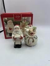 Figurine Lenox America by Design Salt and Pepper Santa Gift Bag 3.5&quot; Boxed - £20.81 GBP