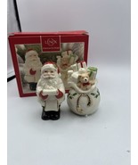 Figurine Lenox America by Design Salt and Pepper Santa Gift Bag 3.5&quot; Boxed - £20.53 GBP