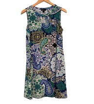 Alyx Shift Dress Paisley Pockets Stretch Blue Green Size Medium Cutout C... - $360.68 MXN