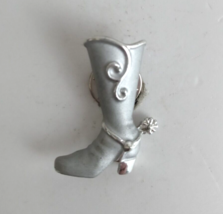 Vintage Small Silver Spurred Cowgirl Boot Lapel Hat Pin Broach - £6.46 GBP