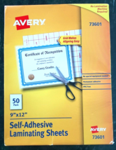 Brand New Clear Avery Self-Adhesive Laminating sheets – 1 Box Of 50 Pack - $24.75