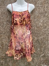 Gilligan &amp; O’Malley Satin Leopard Animal Print Chemise Slip medium sexy sheer - £11.66 GBP