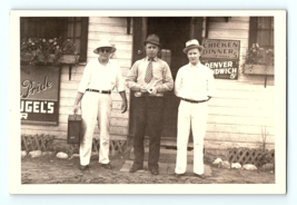 Vintage Photo Three Men In Front Of Diner Chicken Dinner Denver Sandwhic... - £9.89 GBP