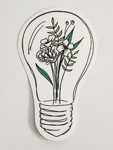 Black and White Flowers with Green Leaves in Lightbulb Sticker Decal Gre... - $2.42