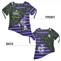 Goth, Emo, Punk Black and Purple Shredded Tee Shirt - One Size - £30.94 GBP