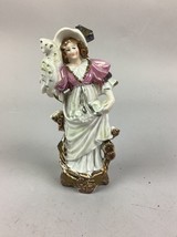 Vintage Porcelain Figurine Of A Lady Holding A Cat - 8”H - £16.73 GBP