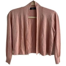 VerveAmi Rose Gold Pink Blush Shimmer Open Front Collared Cardigan S New... - $17.22