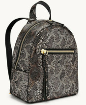 Fossil Megan Silver Metallic Black Leather Backpack ZB7861043 NWT Python $168 - £53.79 GBP