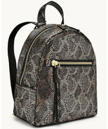 Fossil Megan Silver Metallic Black Leather Backpack ZB7861043 NWT Python... - £53.59 GBP