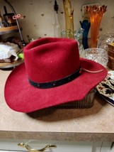 Stetson Stallion Cowboy Hat Red Wool Size 6 3/4” Braided Leather Band  - $42.56