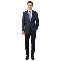 Men Suit BERLUSCONI Italian Wool 180's Pin Stripe One Button Peak UGS95-01 Navy image 9