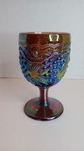 Vintage Imperial Glass IG GRAPE Smoke Carnival Water GOBLET Iridescent - $13.67