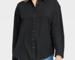 Women&#39;s Long Sleeve Oversized Button-Down Shirt - Universal Thread Black... - £13.76 GBP