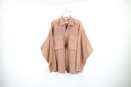 Vintage 90s Pierre Cardin Mens Medium Faded Knit Big Pocket Button Shirt Brown - £35.15 GBP