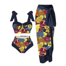 Split Swimsuit Retro Tropical Fruit Mixed Print Summer Beach Spa Resort ... - $41.95+