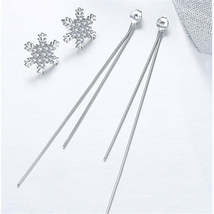 Cubic Zirconia &amp; Silver-Plated Snowflake Tassel Ear Jackets - £10.21 GBP