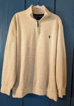 US POLO ASSN Mens 2XL Mock Neck 1/4-Zip Pullover Knit Sweater Ivory Beige - $14.46