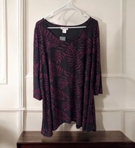 NWT Avenue Studio Womens Boho Tunic Jacquard SIZE 30/32 Black Burgundy Stretchy - £17.23 GBP