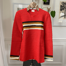 Vintage 70s Handmade Sweater Retro Boho Orange Brown S - $25.92