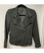 Ann Taylor Green Wool Blend Pleather Trim Double Breasted Jacket Size 2P... - $38.61