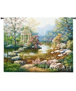 53x40 GAZEBO Spring Garden Stream Floral Tapestry Wall Hanging - €143,02 EUR