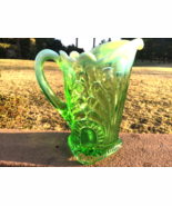 Opalescent Glass Pitcher Tokyo Pattern Green Color Jefferson Glass Co Circa 1907