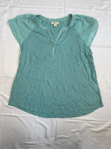 MSRP $35 Style Co Ruffled Split-Neck Top New Pale Green Size Large DEFECT - £6.05 GBP