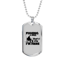 Fishing &amp; Beer Necklace Stainless Steel or 18k Gold Dog Tag 24&quot; Chain - £38.11 GBP+