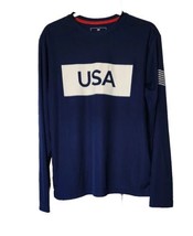 Mens SHIRT PULLOVER Small Long Sleeve Athletic USA Logo Shirt Blue Casua... - £7.01 GBP