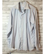 Brooks Brothers Makers Medium M Long Sleeve White with Blue Vertical Lin... - $27.43 CAD