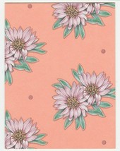 Vintage Gift Enclosure Card Pink Gerbera Daisies Peach Background Unused Current - £5.51 GBP